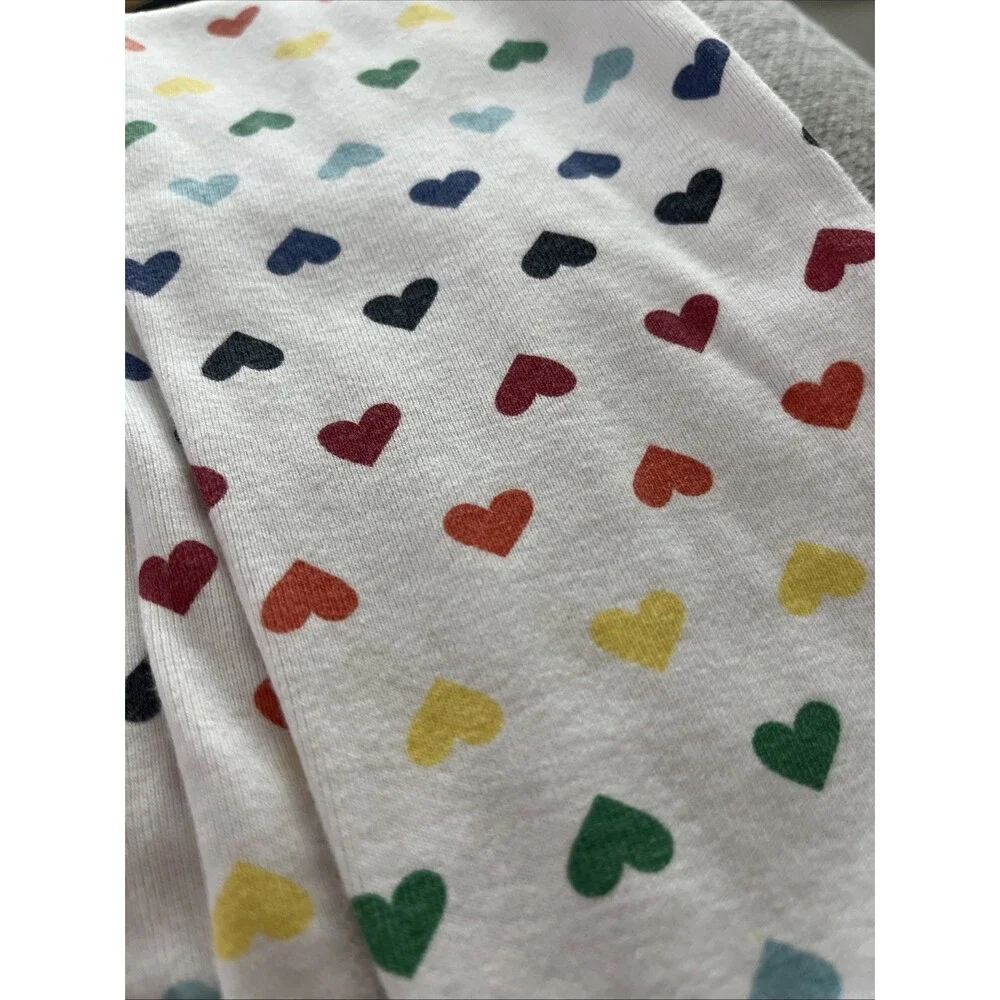 Primary Rainbow Hearts Pajamas Unisex Size 6-7  100% Organic Cotton PJ set
